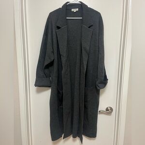 J. Crew Ella open-front long sweater-blazer in Heather Charcoal